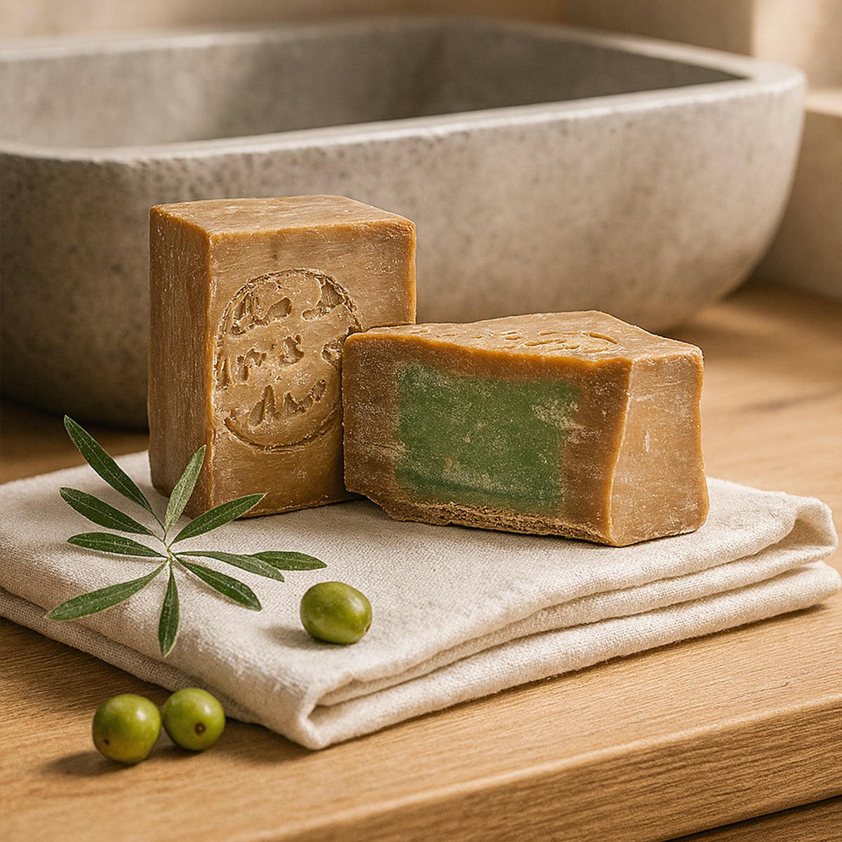 2x Aleppo-Seife + Sisal Seifensäckchen